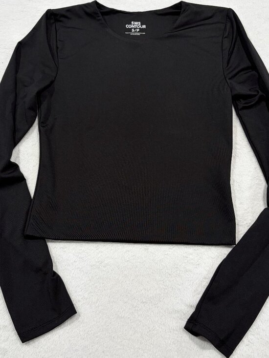 SWS Tops - Cropped SWS Contour black long sleeved fitted top, S